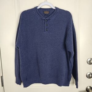 Woolrich Mens Henley Sweater Navy Blue Long Sleeve Size XL